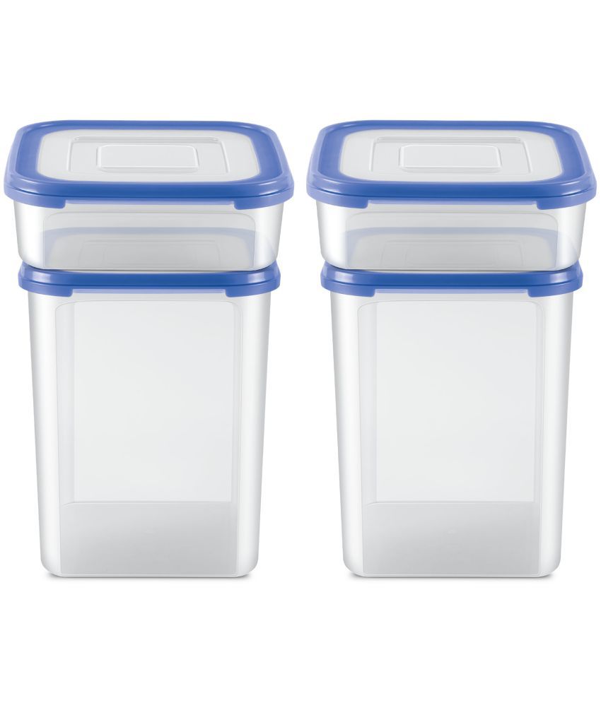     			Milton Stacko 360 degree Plastic Storage Container (9/6) Set of 4 (2 Pcs x 1.26 Litres, 2 Pcs x 5.75 Litres) Blue | Storage Jar | Kitchen Organiser | Refrigerator Container | BPA Free | Stackable | Modular