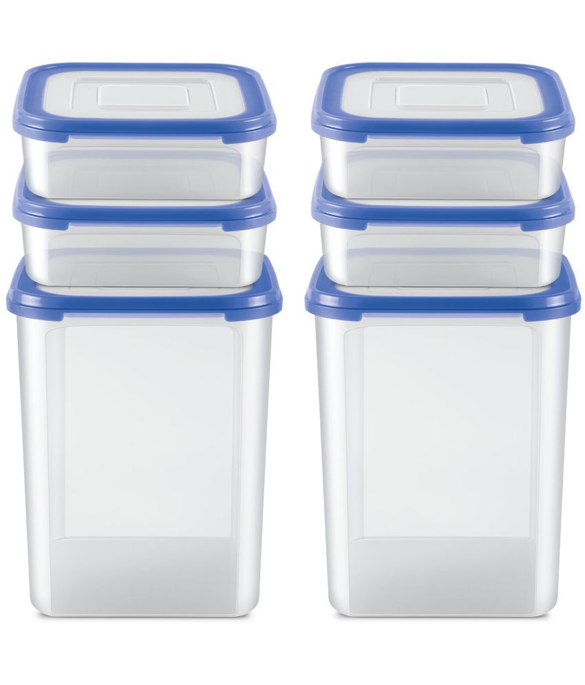     			Milton Stacko 360 degree Plastic Storage Container (6/9) Set of 6 (4 Pcs x 1.26 Litres, 2 Pcs x 5.75 Litres) Blue | Storage Jar | Kitchen Organiser | Refrigerator Container | BPA Free | Stackable | Modular