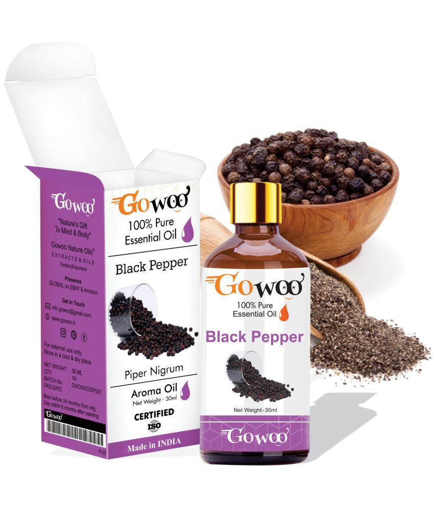     			GO WOO 100% Pure Black Pepper Oil for Hair, Skin, Massage & Aromatherapy (30ml)