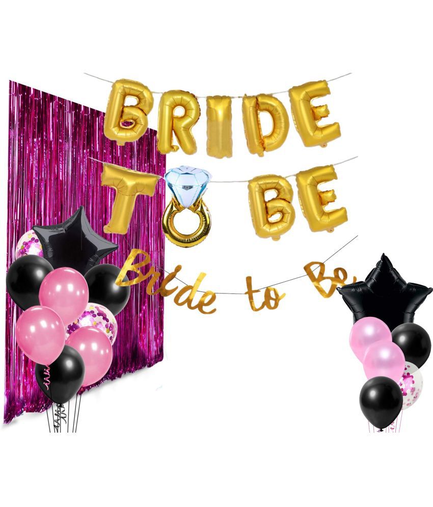     			Party Propz 19Pcs Bride To Be Bachelorette Party Decorations Set|Bride To be Foil Banner, Bride To Be balloon Banner, Foil Curtain And Balloons Combo For Bridal Shower Decoration