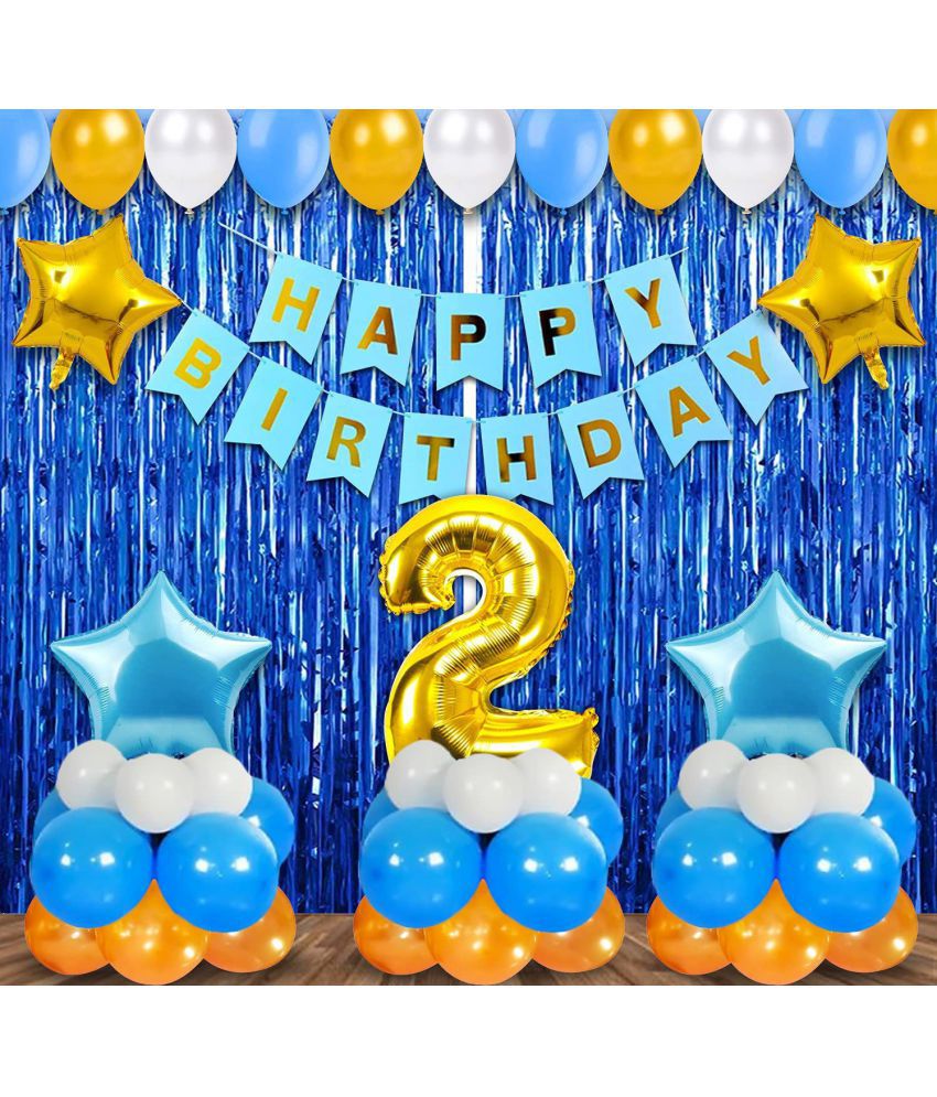     			Party Propz 2nd Birthday Decoration Items For Boys -38Pcs Blue Birthday Decoration - 2nd Birthday Party Decorations,Birthday Decorations kit for Boys 2nd birthday/ Baby Birthday Decoration Items 2 Year