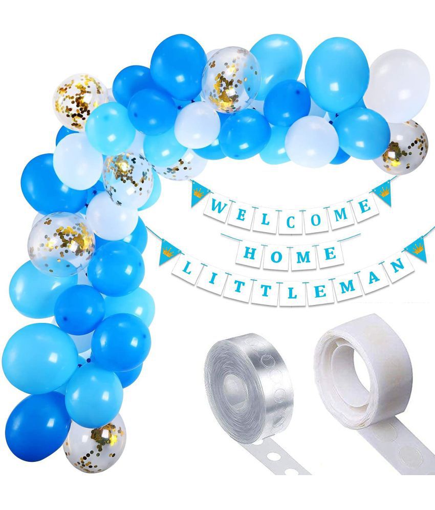     			Party Propz Baby Welcome Home Decoration Kit - 43Pcs Blue Balloon and Paper Banner for Baby Shower / Welcome Home / Birthday Supplies