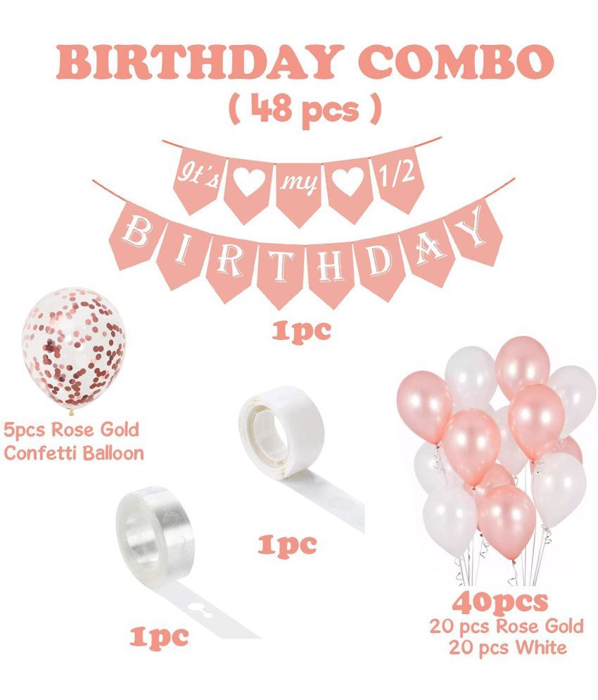 Party Propz Half Birthday Decorations For Baby Girl Combo 48Pcs Items