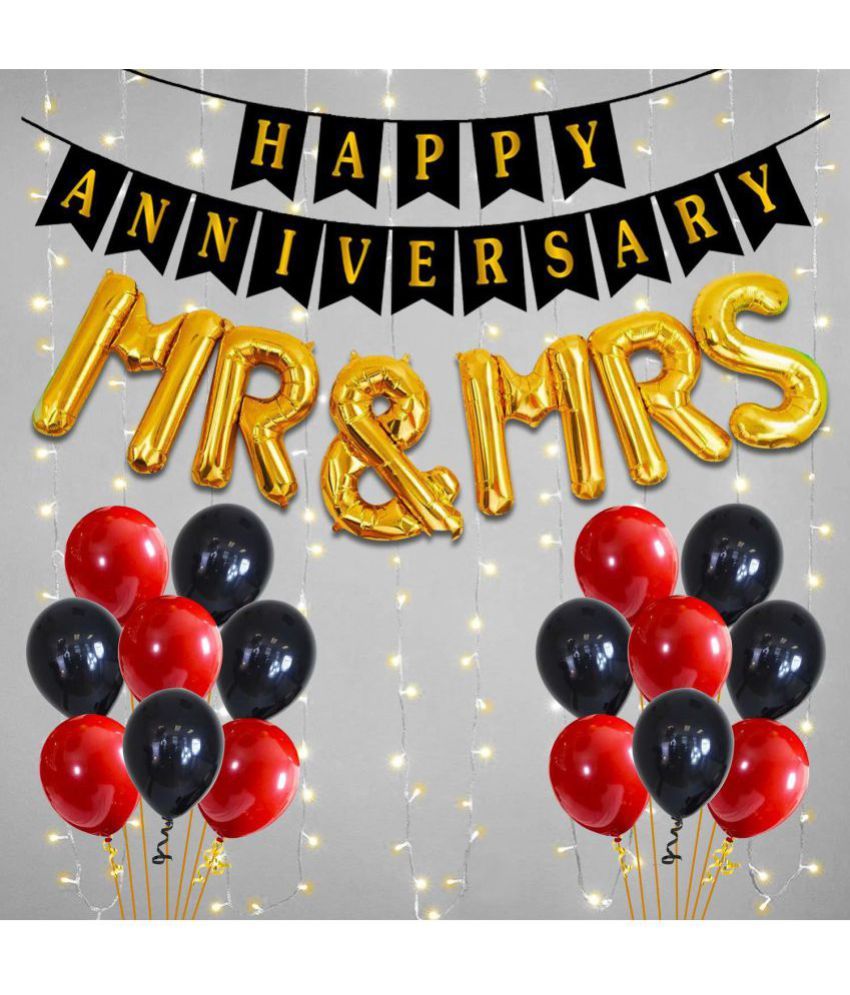 Party Propz Happy Anniversary Decoration Items with LED Light, Banner