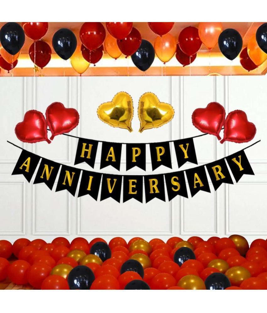 Party Propz Happy Anniversary Decoration Items with Banner, Balloons