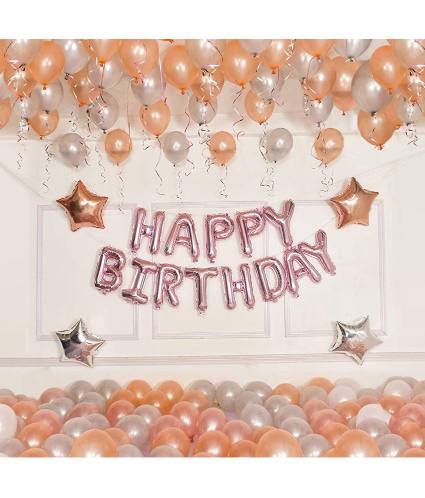     			Party Propz Rose Gold Birthday Decoration Kit -36Pcs with Star Foil Balloons Happy Bday Balloons Banner for Baby Girls, Boys, Women,Wife Theme Celebration Items