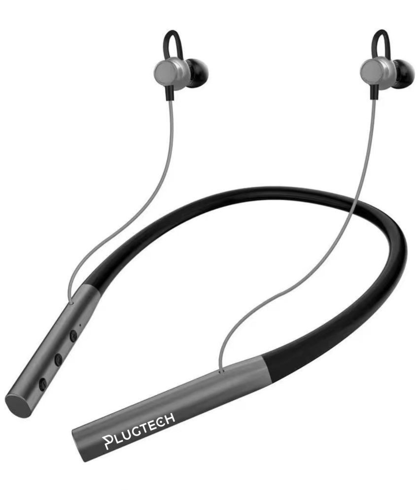 Plugtech GoNeck Pro 100 In Ear Bluetooth Neckband 15 Hours Playback IPX4(Splash & Sweat Proof) Magnetic earpeice -Bluetooth White