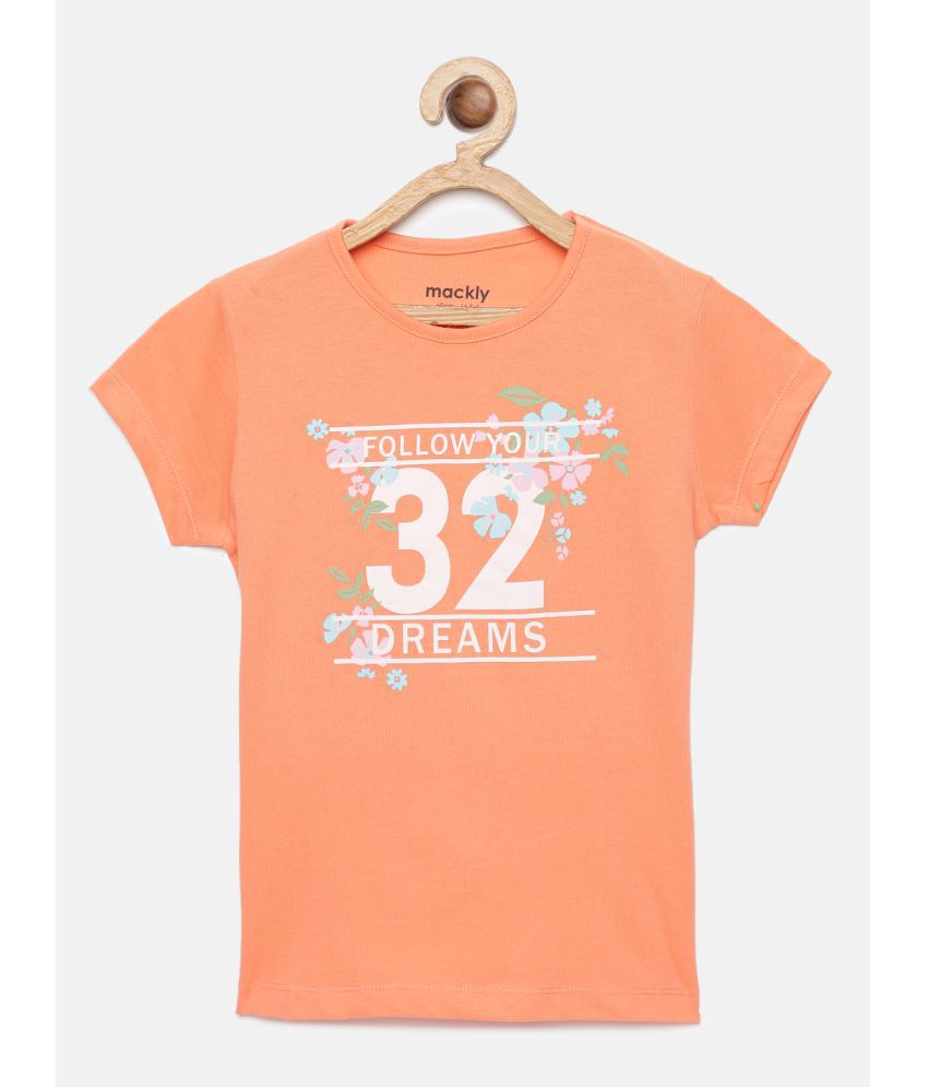     			Mackly - Peach Cotton Girls T-Shirt ( Pack of 1 )