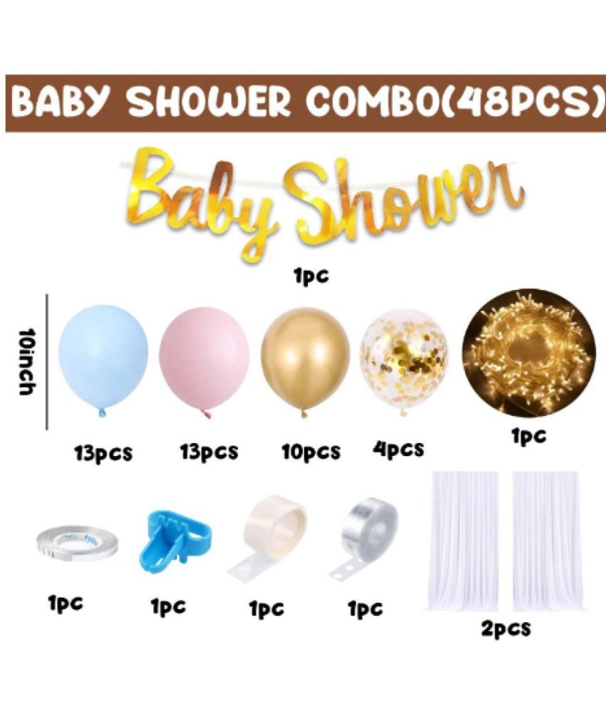 Blooms Mall Baby Shower Decoration Items Set for Mom to Be White Net