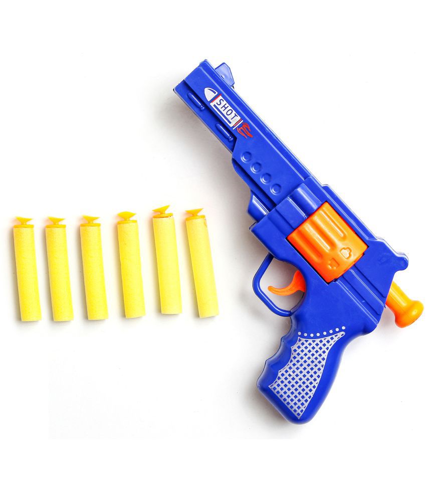     			Toy Cloud Gun Pistol Soft Blaster Manual Soft Bullet Dart Shooting Toy with 6 Safe Foam Bullets for Kids