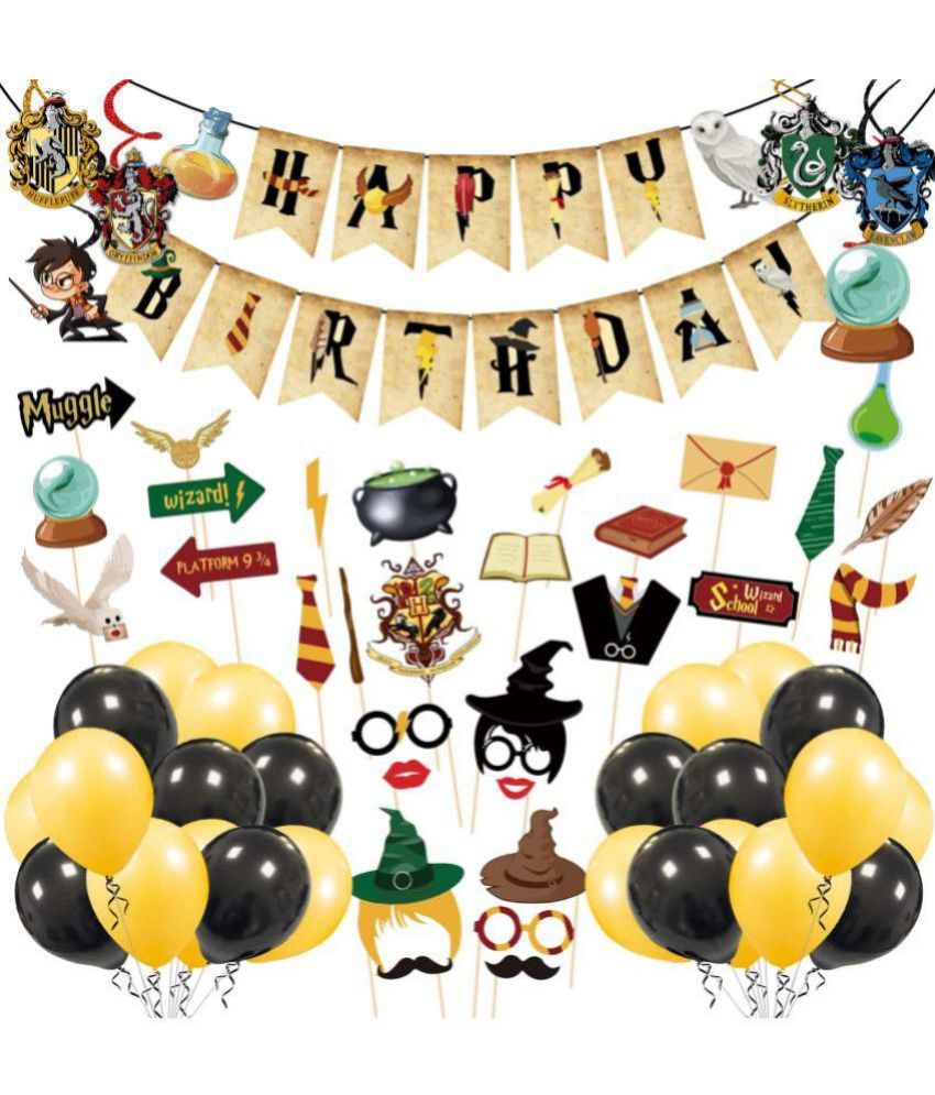     			Zyozi Harry Potter Birthday Decorations, Hari Pottar Birthday Party Supplies for Kids, Hari Pottar Party Decorations Include Letter Banner, Balloon,Swirls Hanging and Photo Booth Props (Pack of 62)
