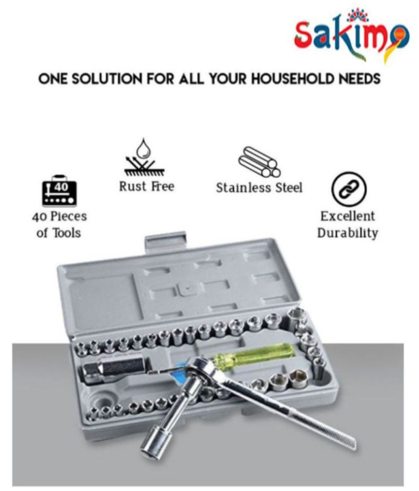     			FLEXIM  40Pcs (Including Box) Combination Socket Wrench Tool Set 40 Pcs Scr Comb Combination Spanner More than 15 Pc
