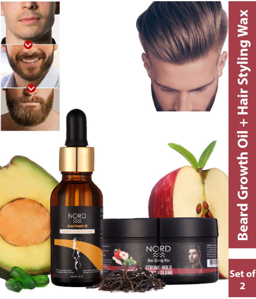NORD - Beard Growth Oil, 30 ml + Beard & Hair Styling Wax For Strong Hold,  50 g (Pack of 2): Buy NORD - Beard Growth Oil, 30 ml + Beard &
