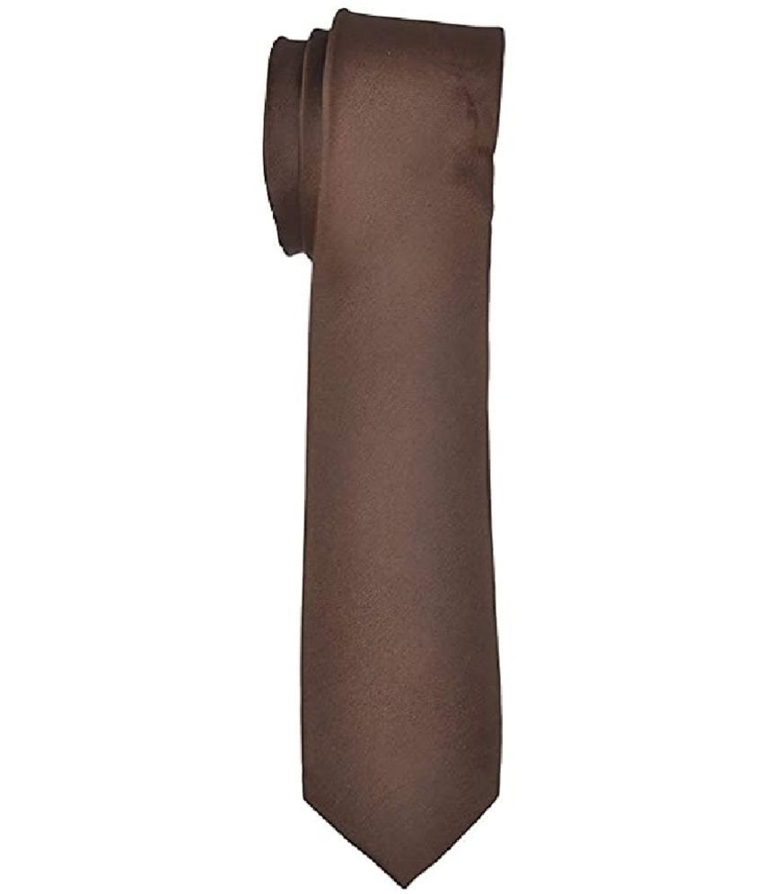    			PENYAN Brown Plain Cotton Necktie