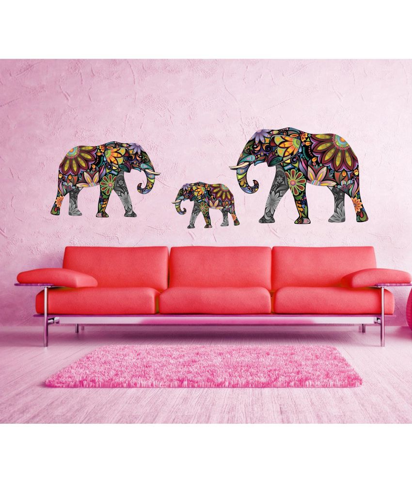     			Asmi Collection Beautiful Elephants Family Wall Sticker ( 90 x 160 cms )