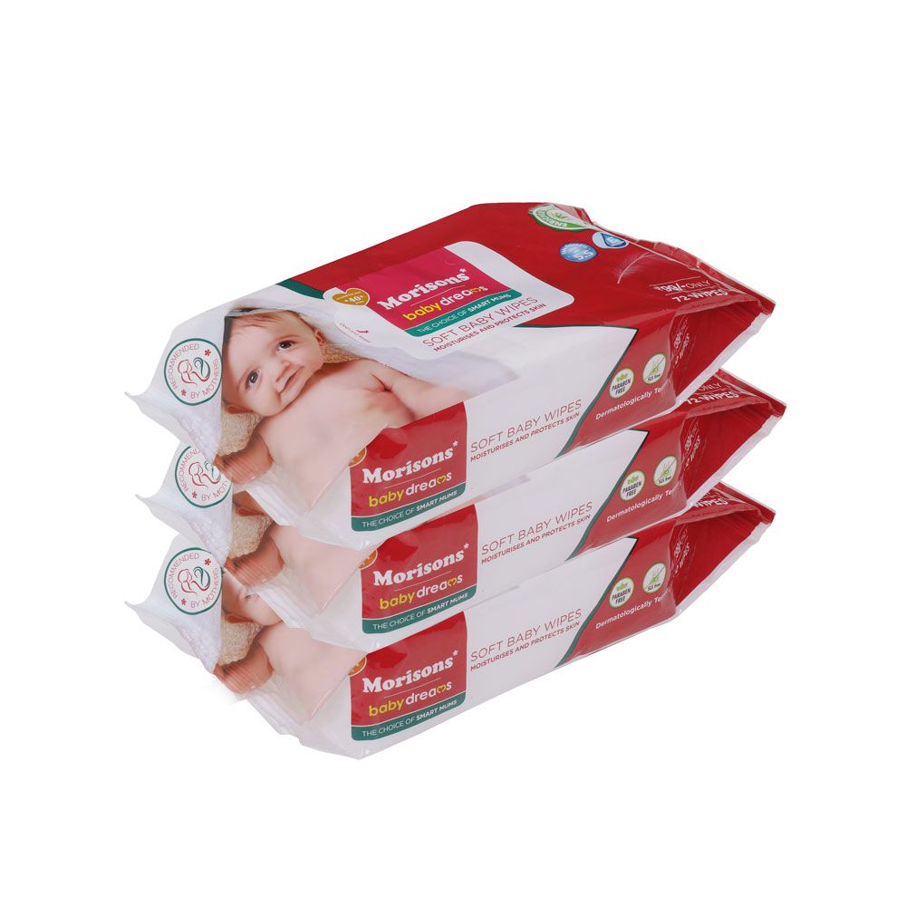 Morisons Baby Dreams Baby Wipes 72s Combo (Pack of 3)
