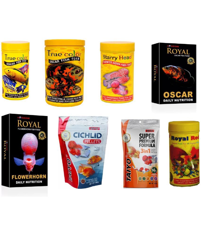 Best Cichlid and Oscar Fish Food Collections 8 in 1 Combo ( Total 800g