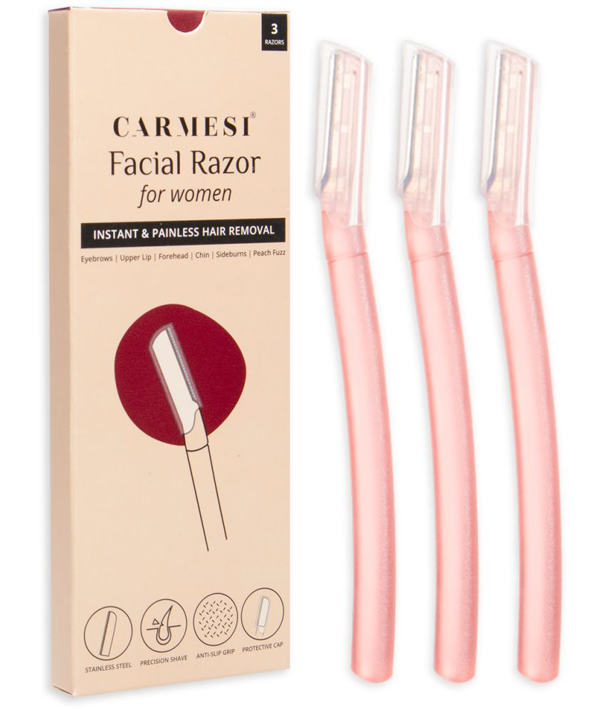 Carmesi Facial Razor for Women | Instant & Painless Hair Removal | Glowing Skin | Eyebrows, Upper Lip, Forehead, Peach Fuzz, Chin, Sideburns | Pack of 3