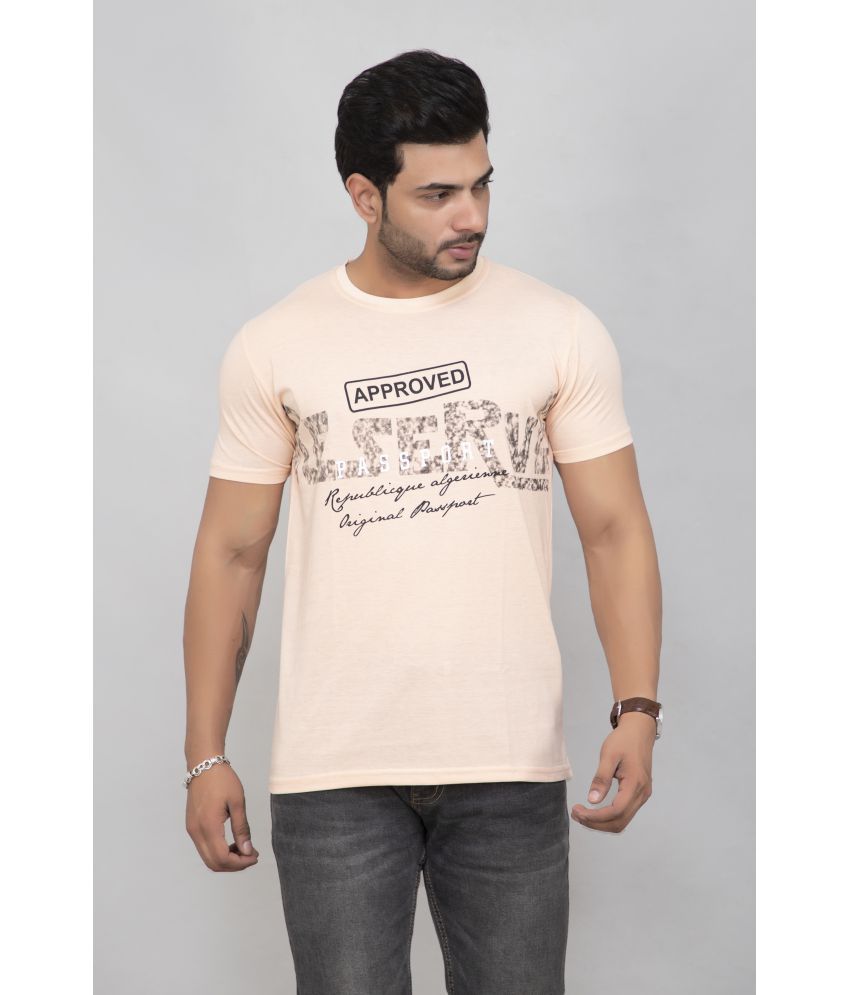     			Devhim - Peach Cotton Blend Regular Fit Men's T-Shirt ( Pack of 1 )