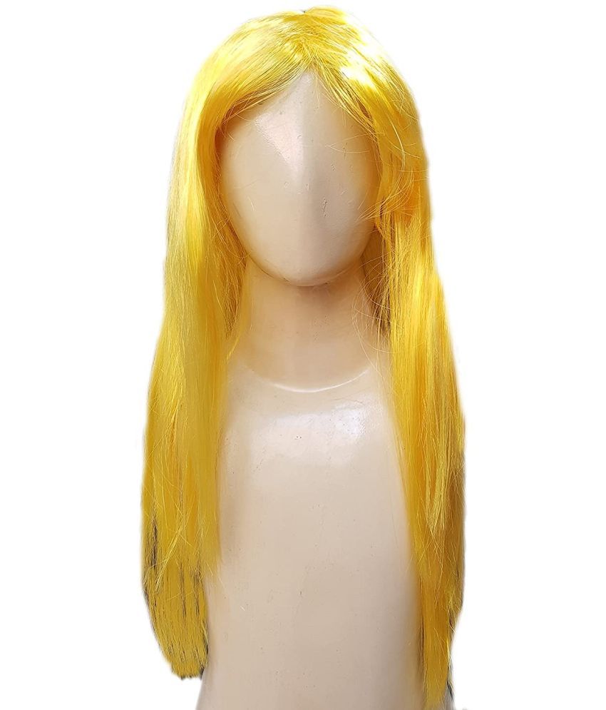 Kaku Fancy Dresses Ladies Girls Long Straight Hair Wig for Styling / Party  Favour -Golden, Free Size, for Girls (Yellow) - Buy Kaku Fancy Dresses  Ladies Girls Long Straight Hair Wig for