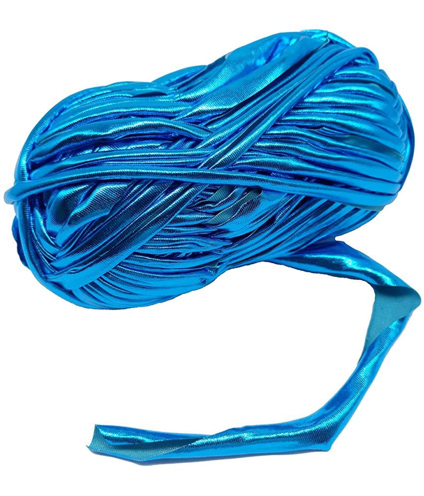     			PRANSUNITA Metallic Shining Sparkle T-Shirt Knitting Yarn – 100 GMS - for Hand Knit Clutch Bag Backpack Bulky Blanket Cushion Crochet Glossy Yarn – Color -Ferozi ( Turquoise Blue )