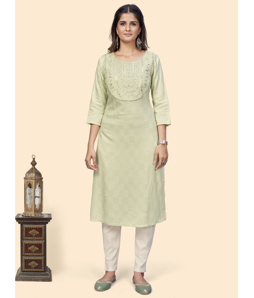     			Vbuyz - Green Rayon Women's Straight Kurti ( Pack of 1 )