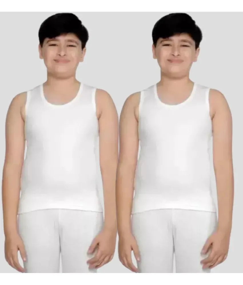 BODYCARE Kids Upper Cut SleevesThermal for Boys Girls Pack of 2 White Charcaol