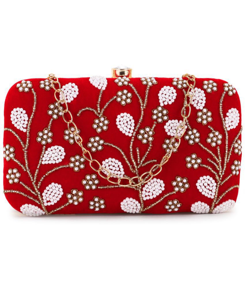     			Anekaant - Red Velvet Box Clutch