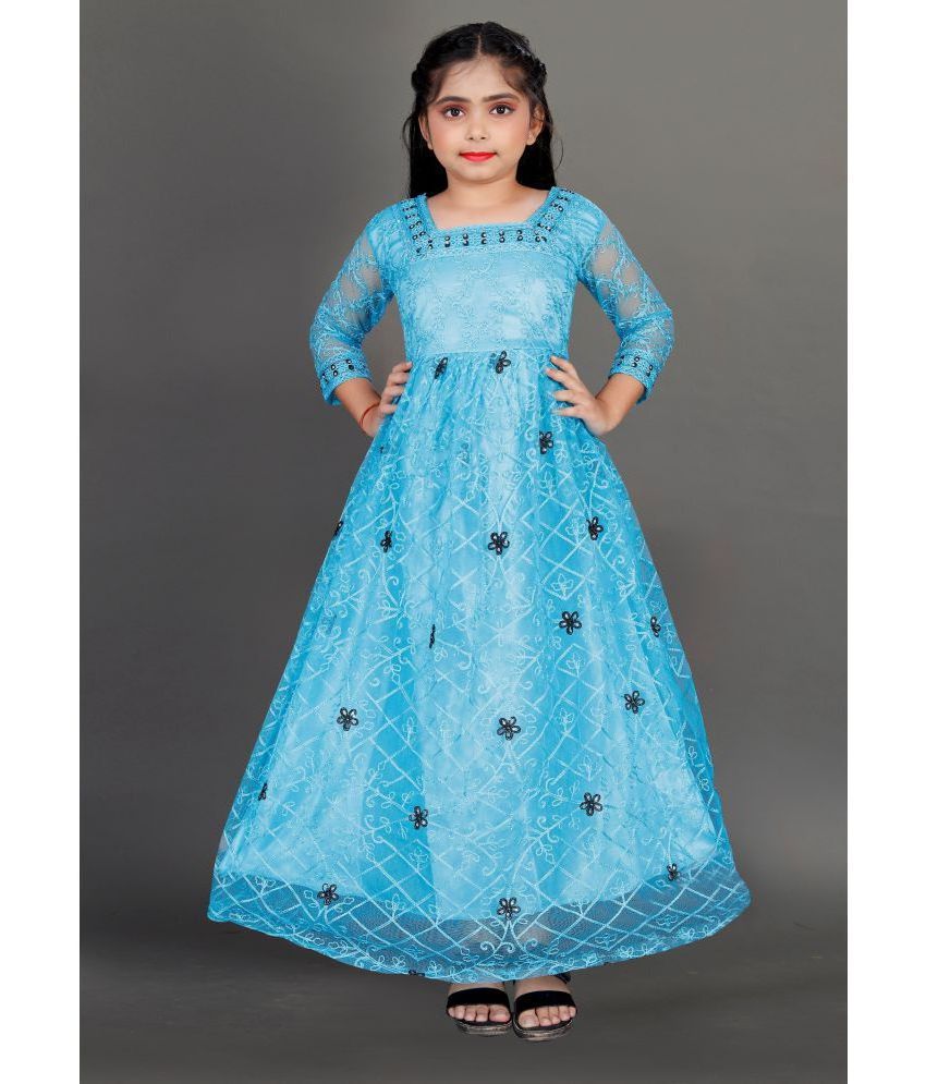     			Apnisha - Turquoise Net Girls Gown ( Pack of 1 )