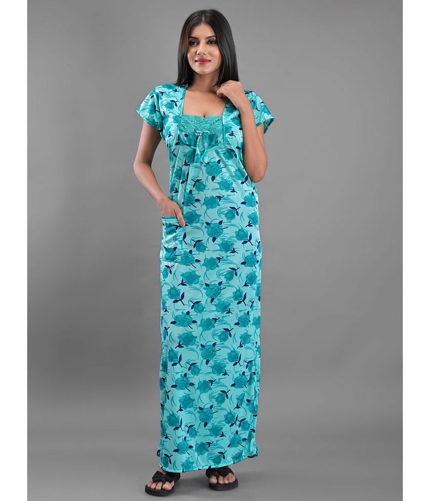     			Apratim - Green Satin Women's Nightwear Nighty & Night Gowns ( Pack of 1 )