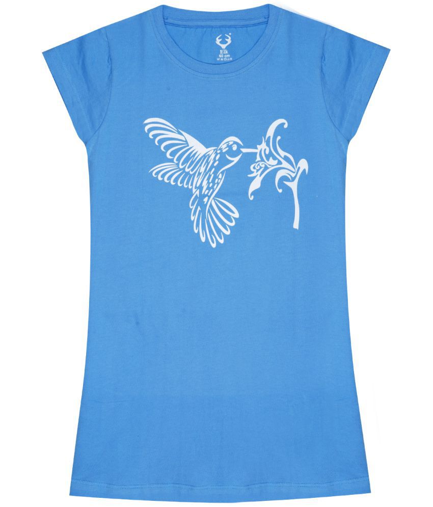 E1K - Blue Cotton Girls T-Shirt ( Pack of 1 )