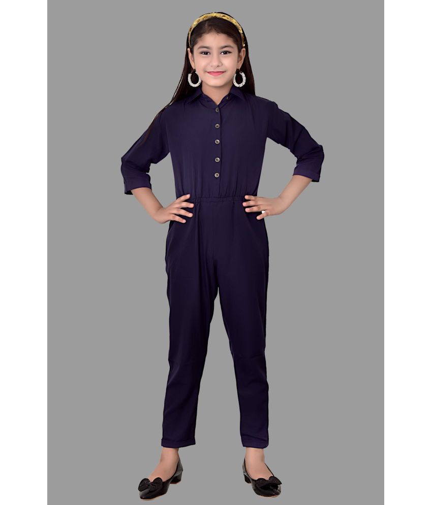     			Arshia Fashions - Blue Crepe Girls Jumpsuit ( Pack of 1 )
