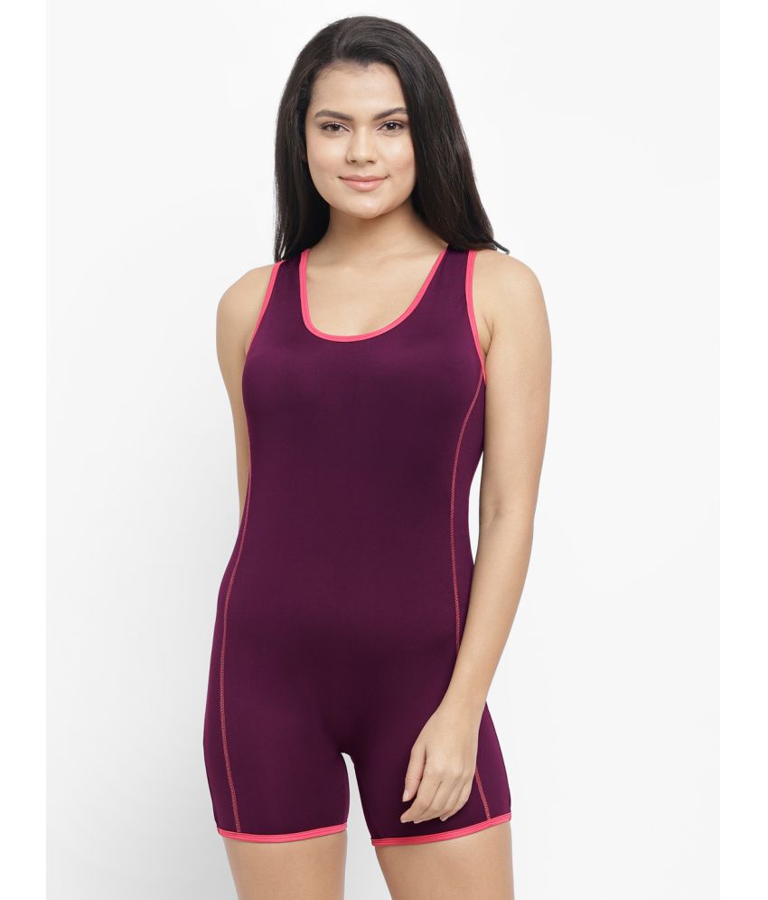     			N-Gal Polyester Purple One Piece Swimsuit without Skirt -