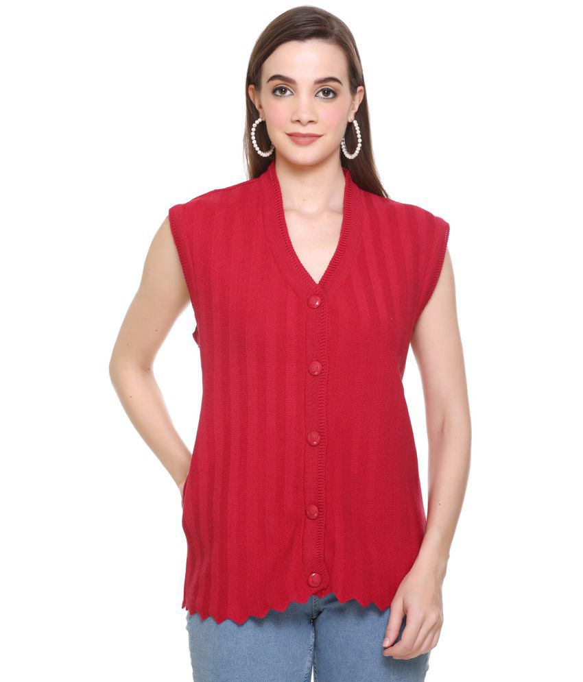     			Nitsline Acrylic Red Cardigans Dress -