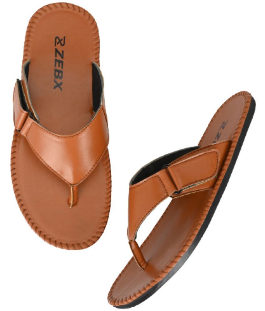     			ZebX - Tan Men's Leather Slipper