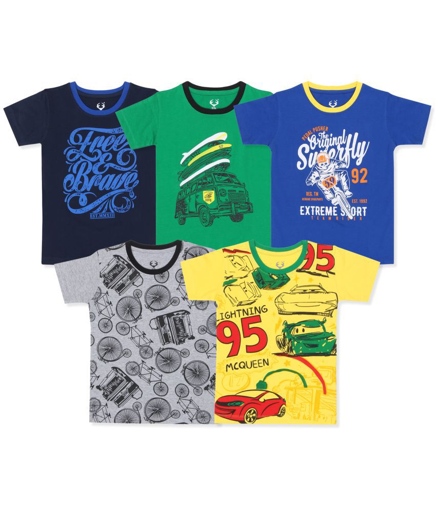 E1K - Multicolor Cotton Boy's T-Shirt ( Pack of 5 )