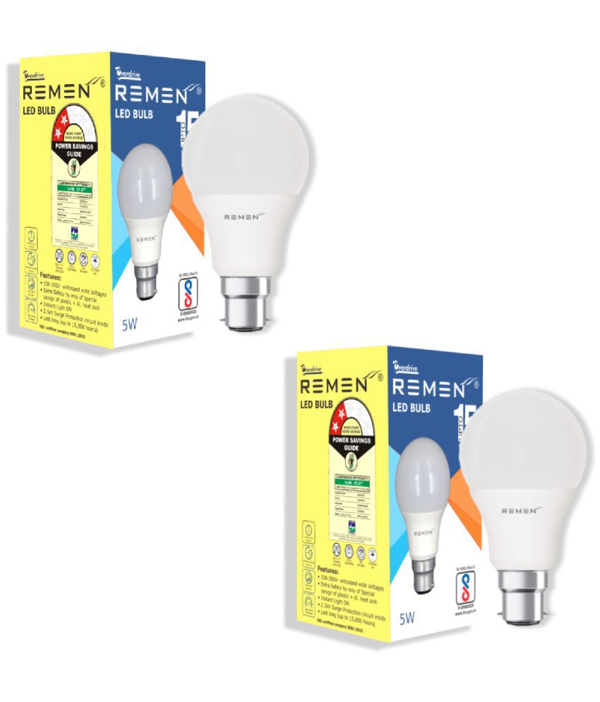     			Remen Led Lites - 5W Cool Day Light LED Bulb ( Pack of 2 )