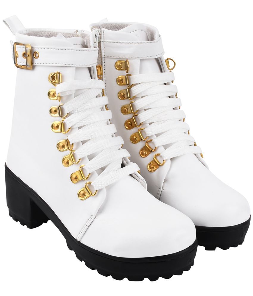 Shoetopia - White Women's Ankle Length Boots