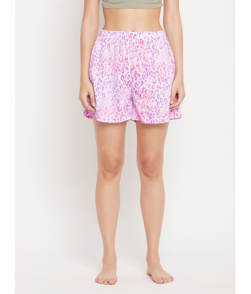     			Clovia - Multi Color Cotton Blend Women's Nightwear Night Shorts ( Pack of 1 )
