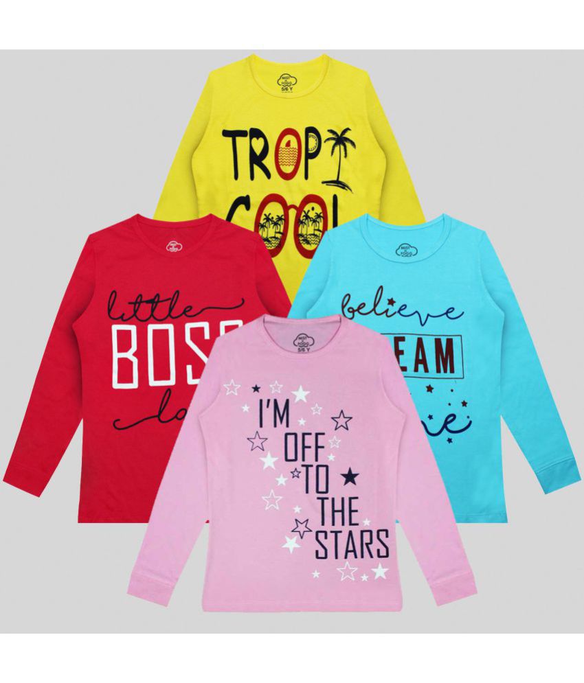     			MIST N FOGG - Multicolor Cotton Blend Girls T-Shirt ( Pack of 4 )