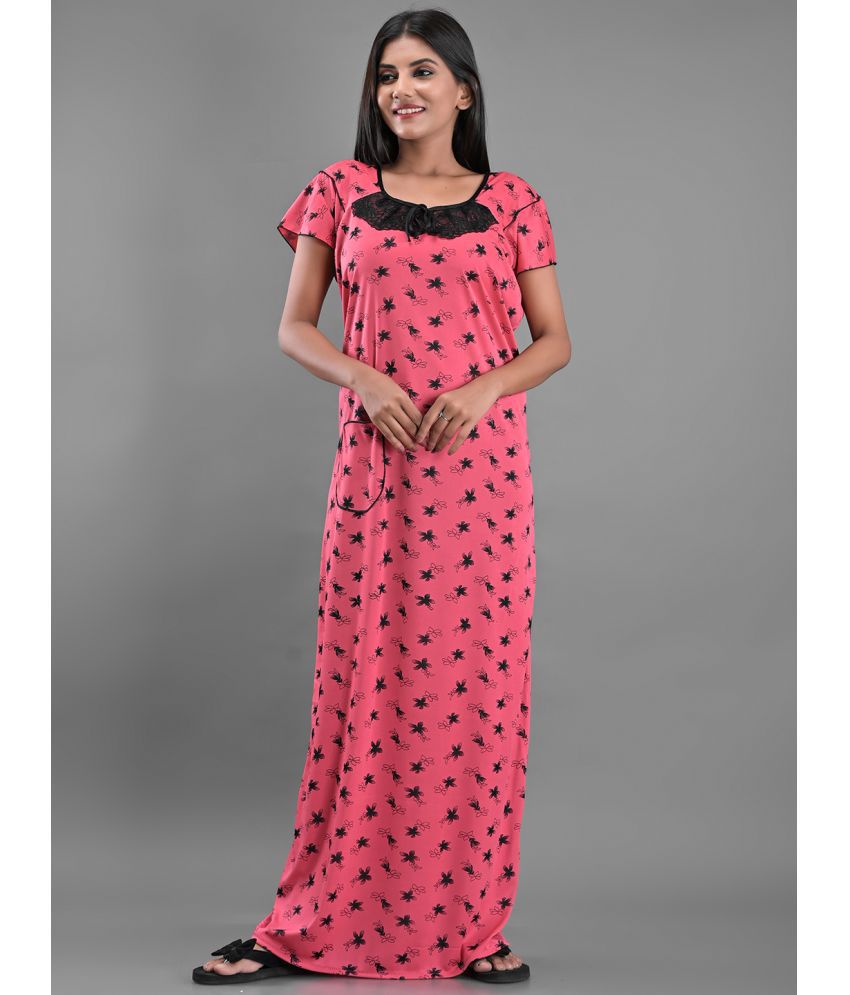     			Anjaneya Creations - Pink Satin Women's Nightwear Nighty & Night Gowns ( Pack of 1 )