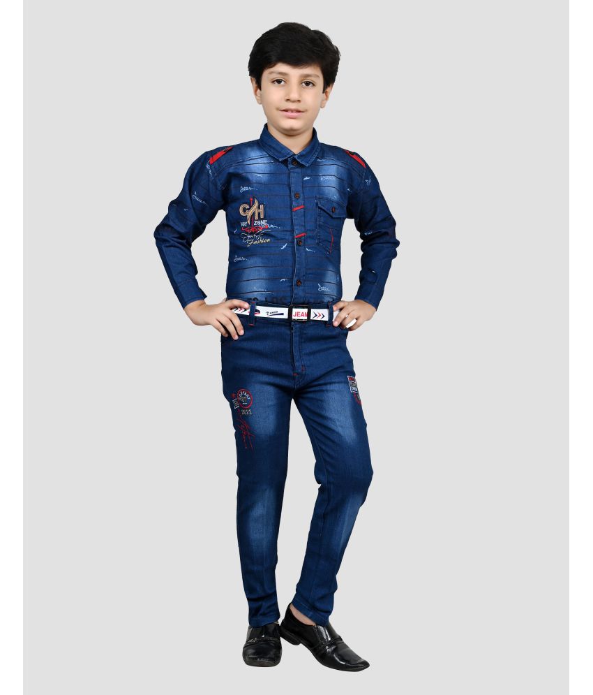     			Arshia Fashions - Blue Denim Boys Shirt & Jeans ( Pack of 1 )