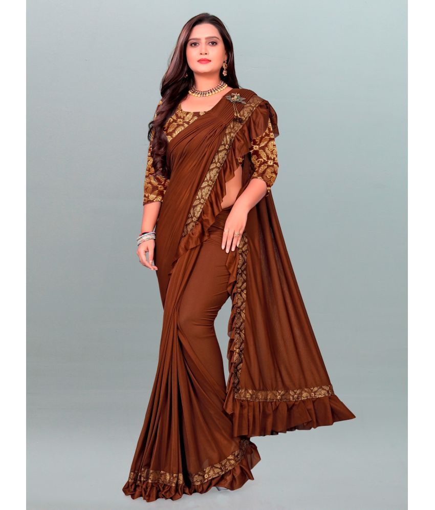     			JULEE - Brown Lycra Saree With Blouse Piece ( Pack of 1 )