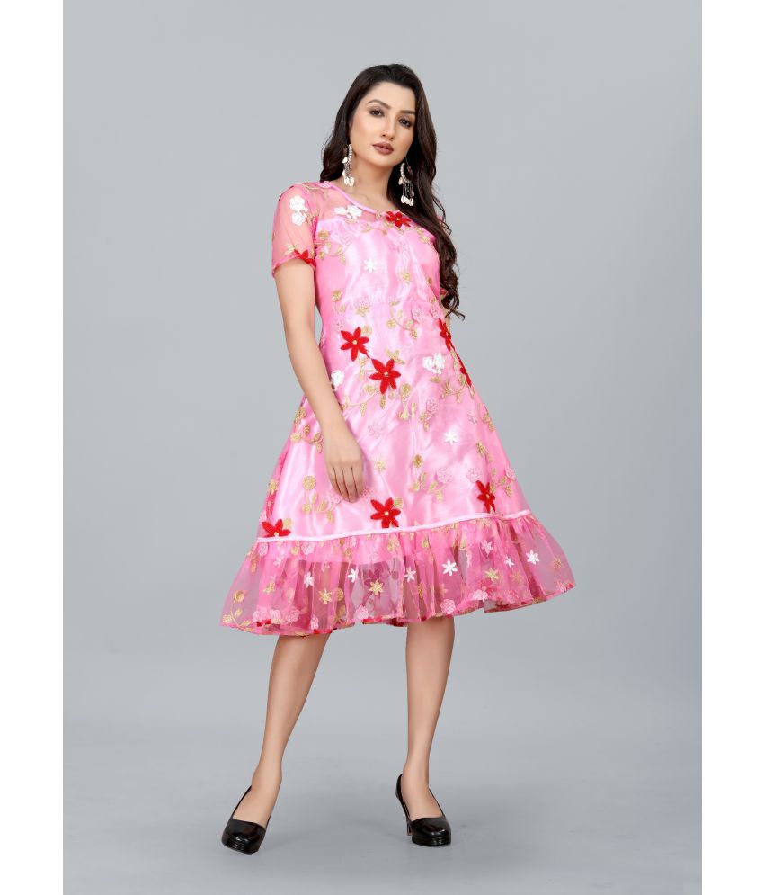     			Aika - Pink Net Women's A-line Dress ( Pack of 1 )
