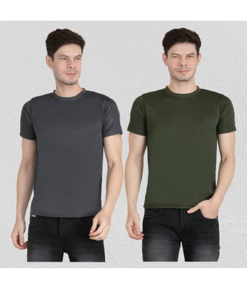     			Ben Toi - Olive Polyester Regular Fit Men's T-Shirt ( Pack of 2 )