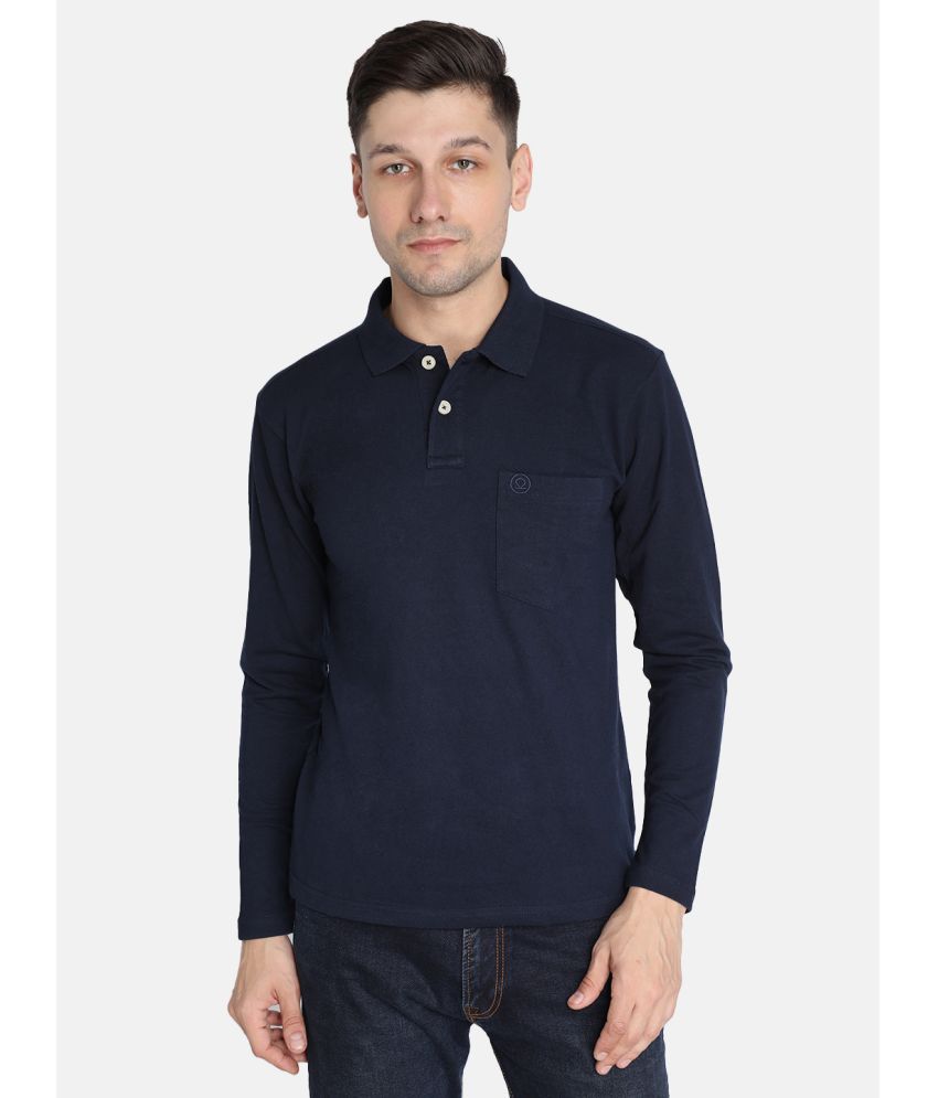     			Chkokko - Navy Blue Cotton Blend Regular Fit Men's Polo T Shirt ( Pack of 1 )