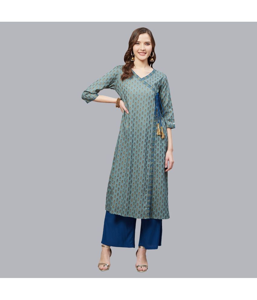     			Yash Gallery - Green Angrakha Rayon Women's Stitched Salwar Suit ( Pack of 1 )