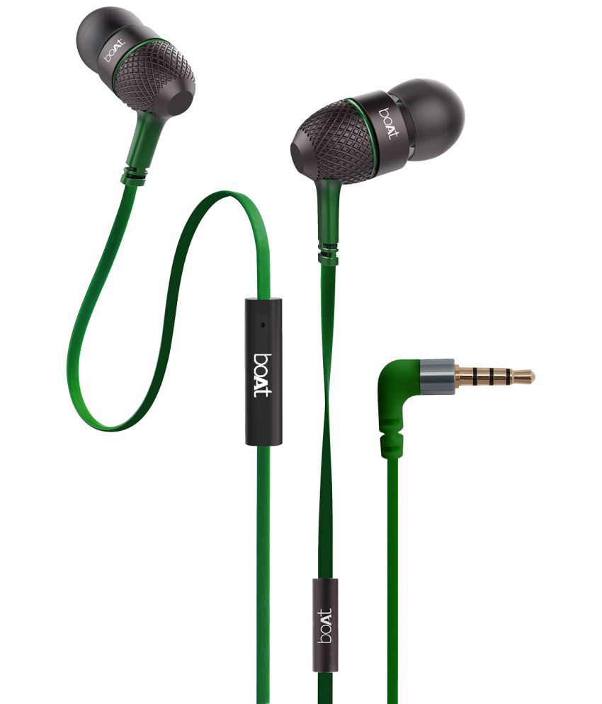 boAt Bassheads 225 On Ear Wired With Mic Headphones/Earphones Green