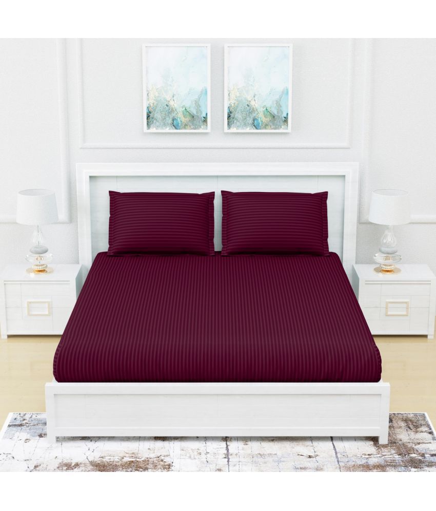     			ANYASHA - Purple Microfiber Double Bedsheet with 2 Pillow Covers