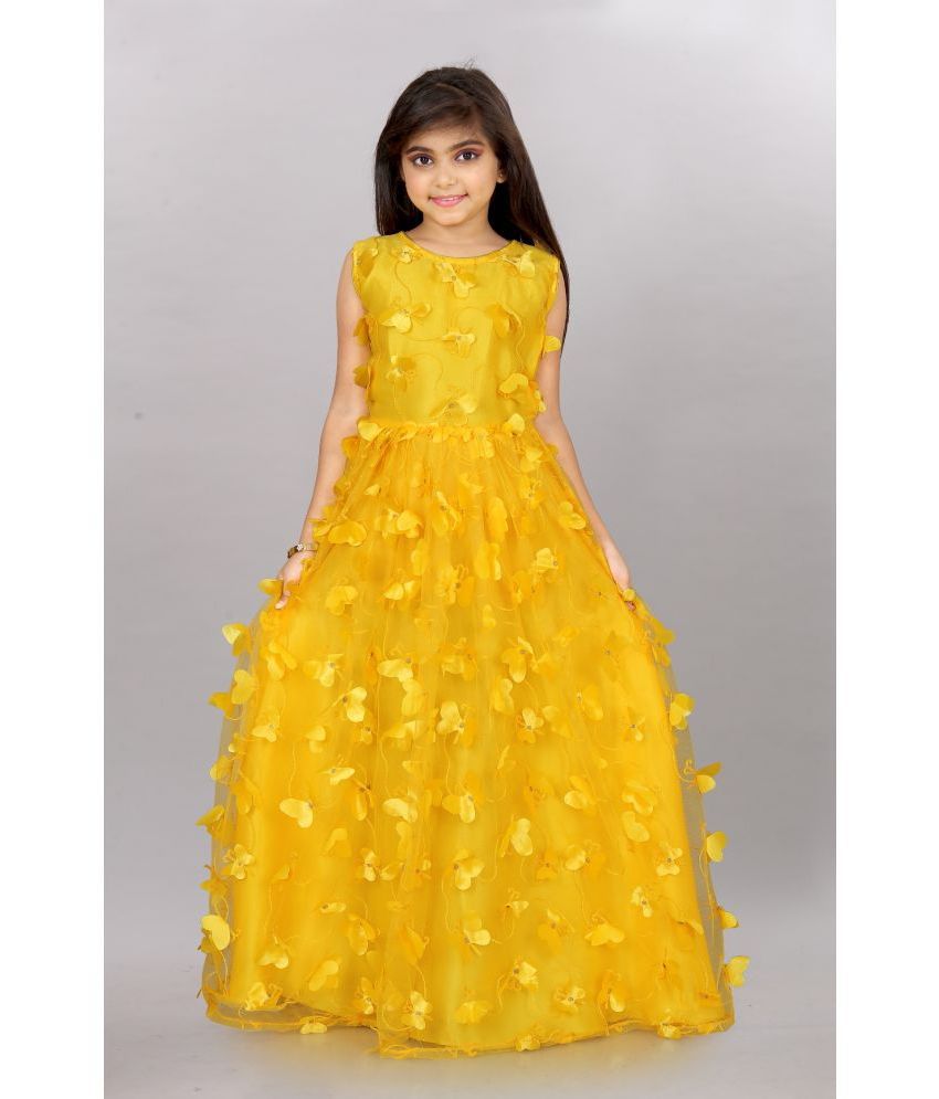     			JULEE - Yellow Net Girls Gown ( Pack of 1 )